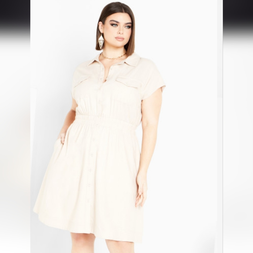 NWOT City Chic Khaki Shirt Dress